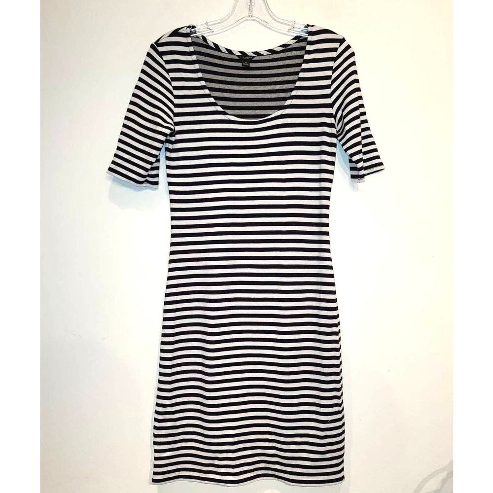 Ann Taylor black white striped short sleeve dress - xs